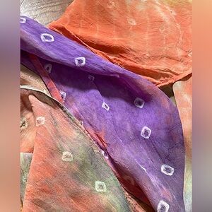 VTG tie-dye Bohemian rainbow oblong gauzy scarf